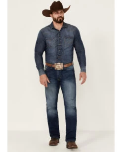 Cinch Men's Silver Label Medium Stonewash Performance Stretch Slim Straight Jeans