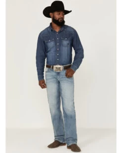 Cinch Men' Grant Light Stonewash Performance Bootcut Jeans