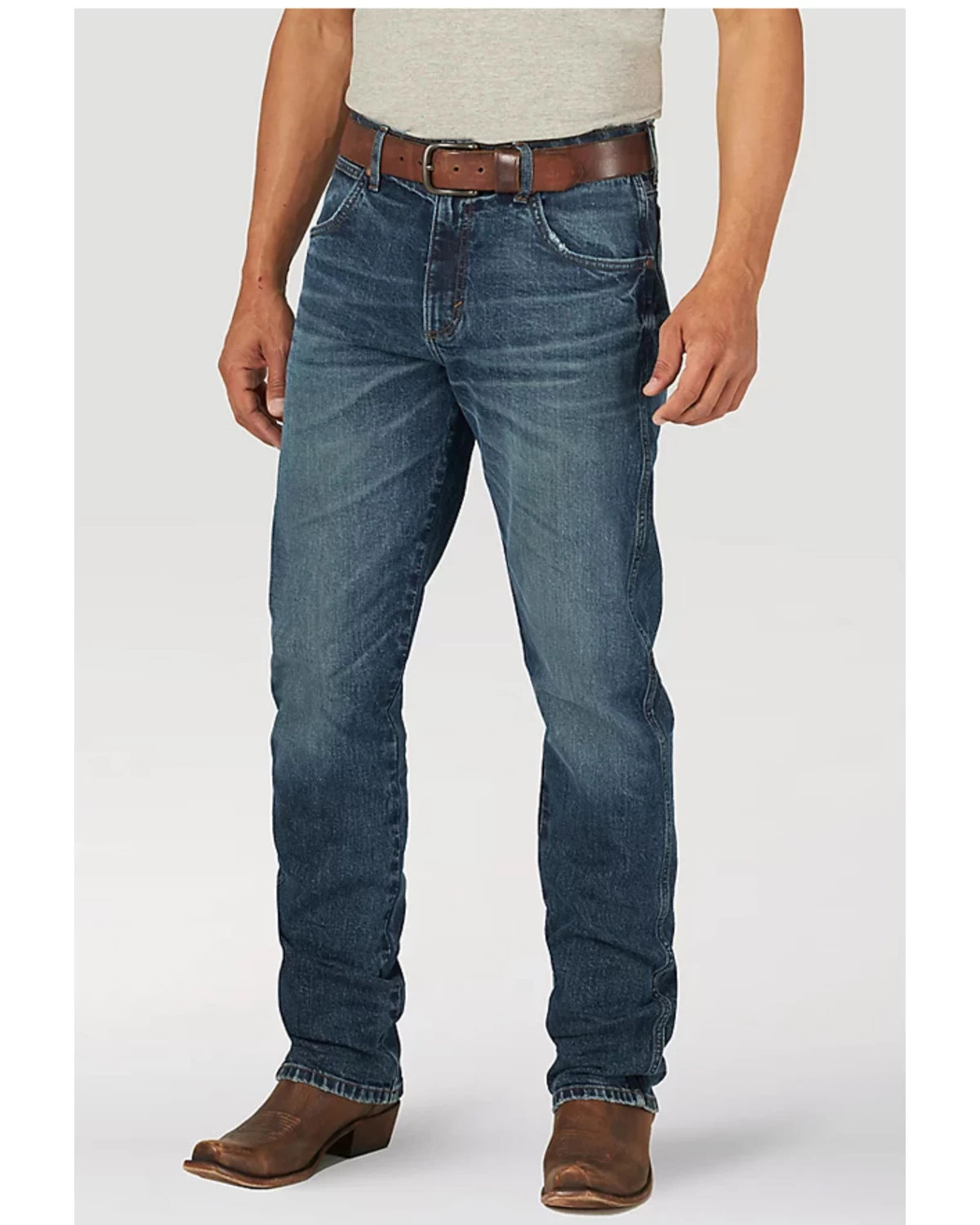 Wrangler Retro Green Men's Lexford Dark Wash Stretch Slim Straight Jeans 3 Wrangler Retro Green Men's Lexford Dark Wash Stretch Slim Straight Jeans