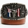 Cody James Men's Longhorn Americana Draped Flag Basketweave Buckle Belt -Western Cowboy World 2000358996 200 P1