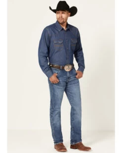 Wrangler Retro Green Men's Brierley Light Medium Wash Stretch Slim Straight Jeans