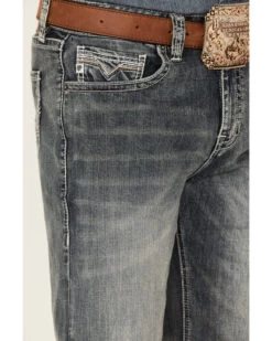 Rock & Roll Denim Men's Medium Vintage Wash Double Barrel Stretch Relaxed Straight Jeans -Western Cowboy World 2000360313 400 P4