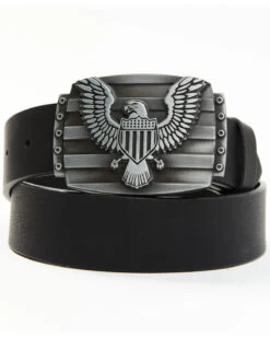 Brothers & Sons Men's Eagle Plaque Leather Belt