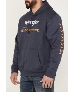 Wrangler Men's Yellowstone Logo Sleeve Hooded Sweatshirt -Western Cowboy World 2000361693 410 P3