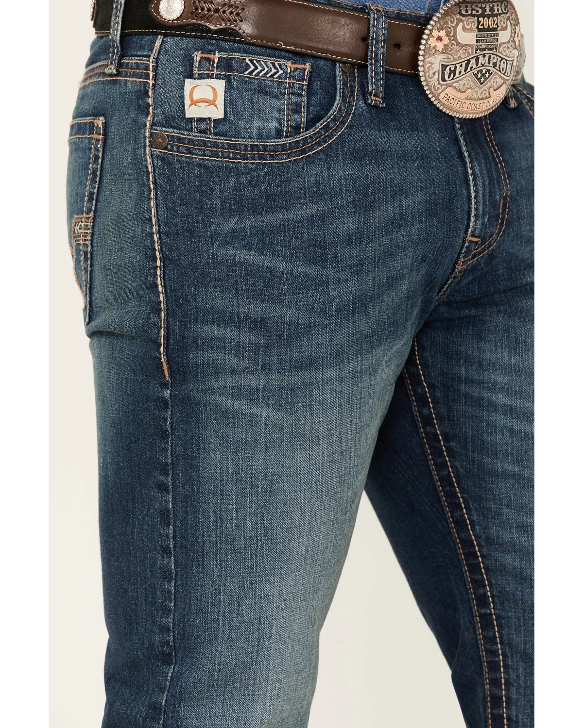 Cinch Men's Ian Dark Stonewash Performance Stretch Slim Bootcut Jeans 4 Cinch Men's Ian Dark Stonewash Performance Stretch Slim Bootcut Jeans - Image 2