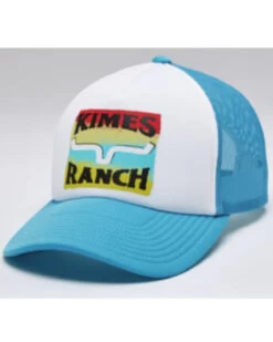 Kimes Ranch Men's Turquoise & White Block Party Logo Mesh-Back Trucker Cap