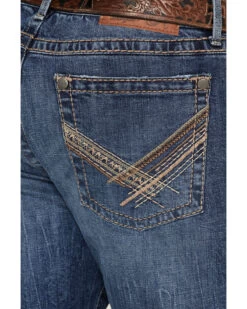 Rock 47 By Wrangler Men's Baltic Light Medium Wash Stretch Slim Bootcut Jeans -Western Cowboy World 2000365079 413 P4