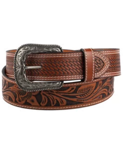 Cody James Men's Tooled With Basketweave Billets Western Belt