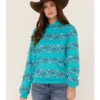 RANK 45 Women's Southwestern Stripe Pullover Sweatshirt Hoodie -Western Cowboy World 2000365666 440 P1