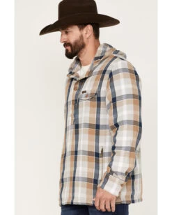 Wrangler Men's Plaid Print 1/4 Button Front Unlined Hooded Pullover -Western Cowboy World 2000366036 280 P2