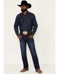 Wrangler 20X Men's Dawn Dark Wash Stretch Slim Straight Jeans - Long