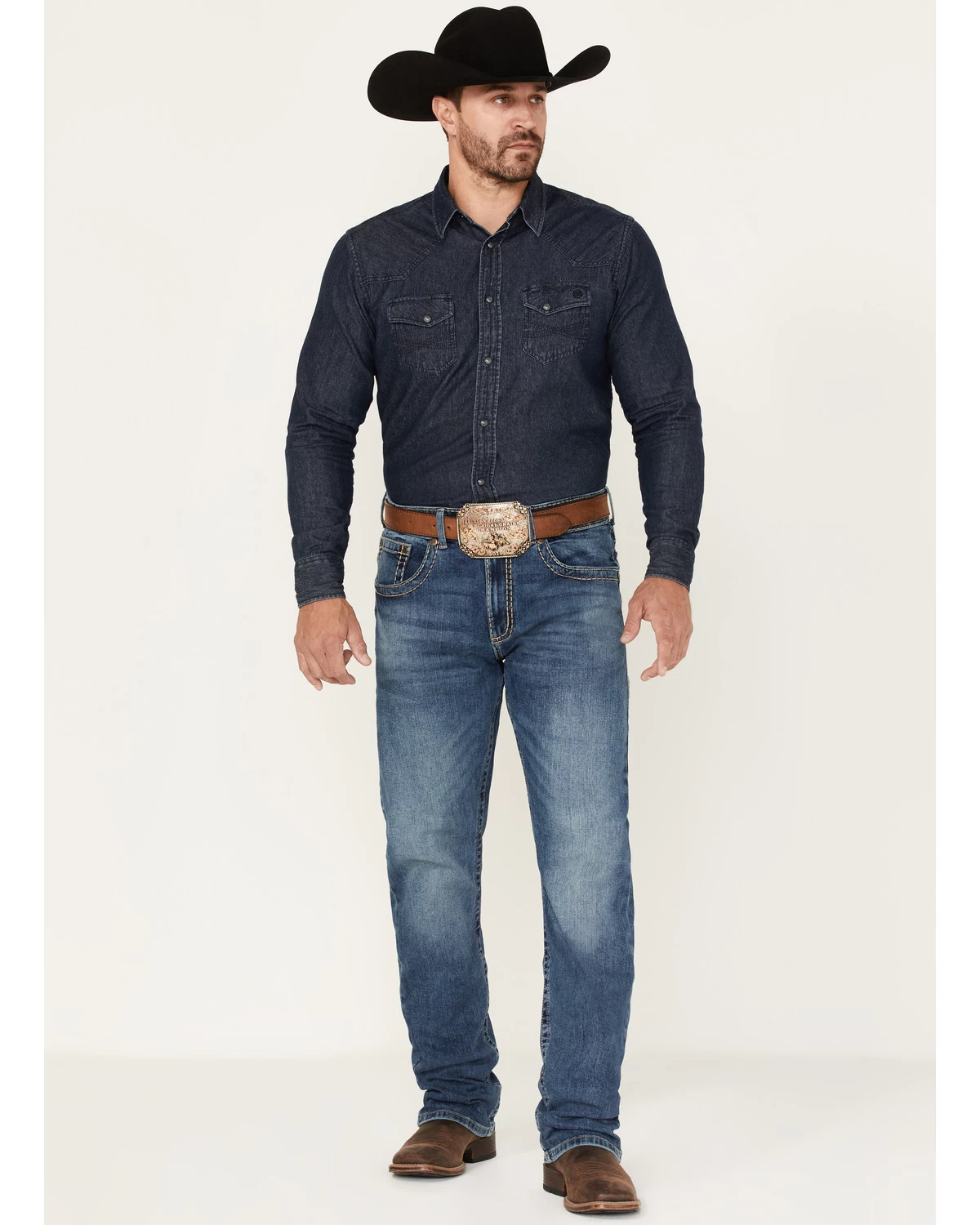 Rock 47 By Wrangler Men's Ash Medium Wash Stretch Slim Straight Jeans 3 Rock 47 By Wrangler Men's Ash Medium Wash Stretch Slim Straight Jeans