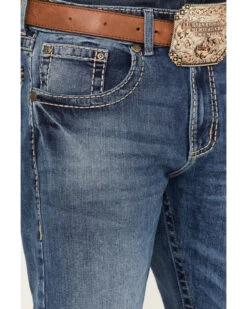 Rock 47 By Wrangler Men's Ash Medium Wash Stretch Slim Straight Jeans 7 Rock 47 By Wrangler Men's Ash Medium Wash Stretch Slim Straight Jeans -Western Cowboy World 2000366716 414 P2