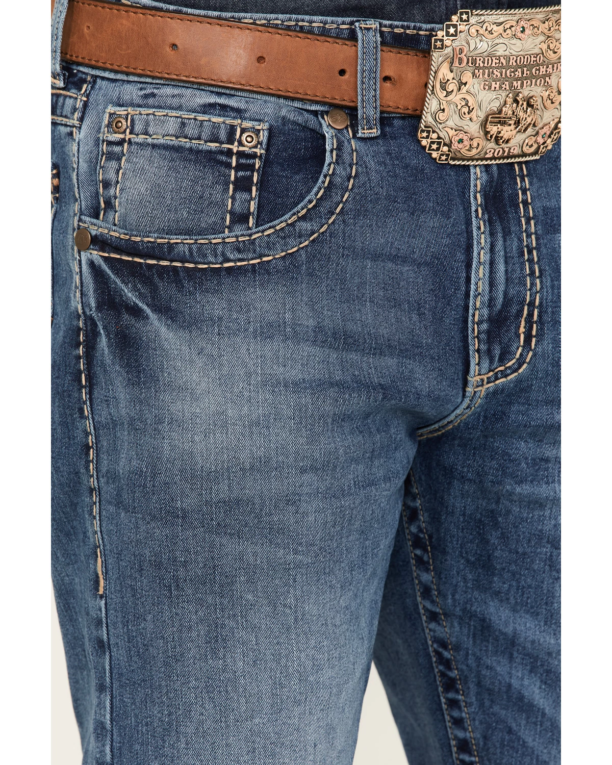 Rock 47 By Wrangler Men's Ash Medium Wash Stretch Slim Straight Jeans 4 Rock 47 By Wrangler Men's Ash Medium Wash Stretch Slim Straight Jeans - Image 2