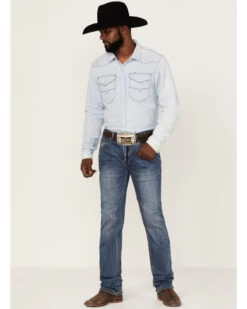 Rock & Roll Denim Men's Hooey Revolver Medium Wash Reflex Stretch Slim Straight Jeans -Western Cowboy World 2000367639 203 P3