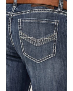 Rock & Roll Denim Men's Dark Wash Double Barrel Stretch Relaxed Straight Jeans -Western Cowboy World 2000367642 201 P2