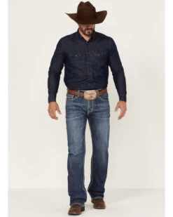 Rock & Roll Denim Men's Dark Wash Double Barrel Stretch Relaxed Straight Jeans -Western Cowboy World 2000367642 201 P3