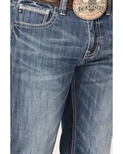 Rock & Roll Denim Men's Revolver Medium Wash Reflex Stretch Slim Straight Jeans -Western Cowboy World 2000367645 202 P4