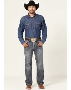 Rock & Roll Denim Men's Double Barrel Medium Wash Two Tone Raise Relaxed Straight Jeans 8 Rock & Roll Denim Men's Double Barrel Medium Wash Two Tone Raise Relaxed Straight Jeans -Western Cowboy World 2000367647 203 P3