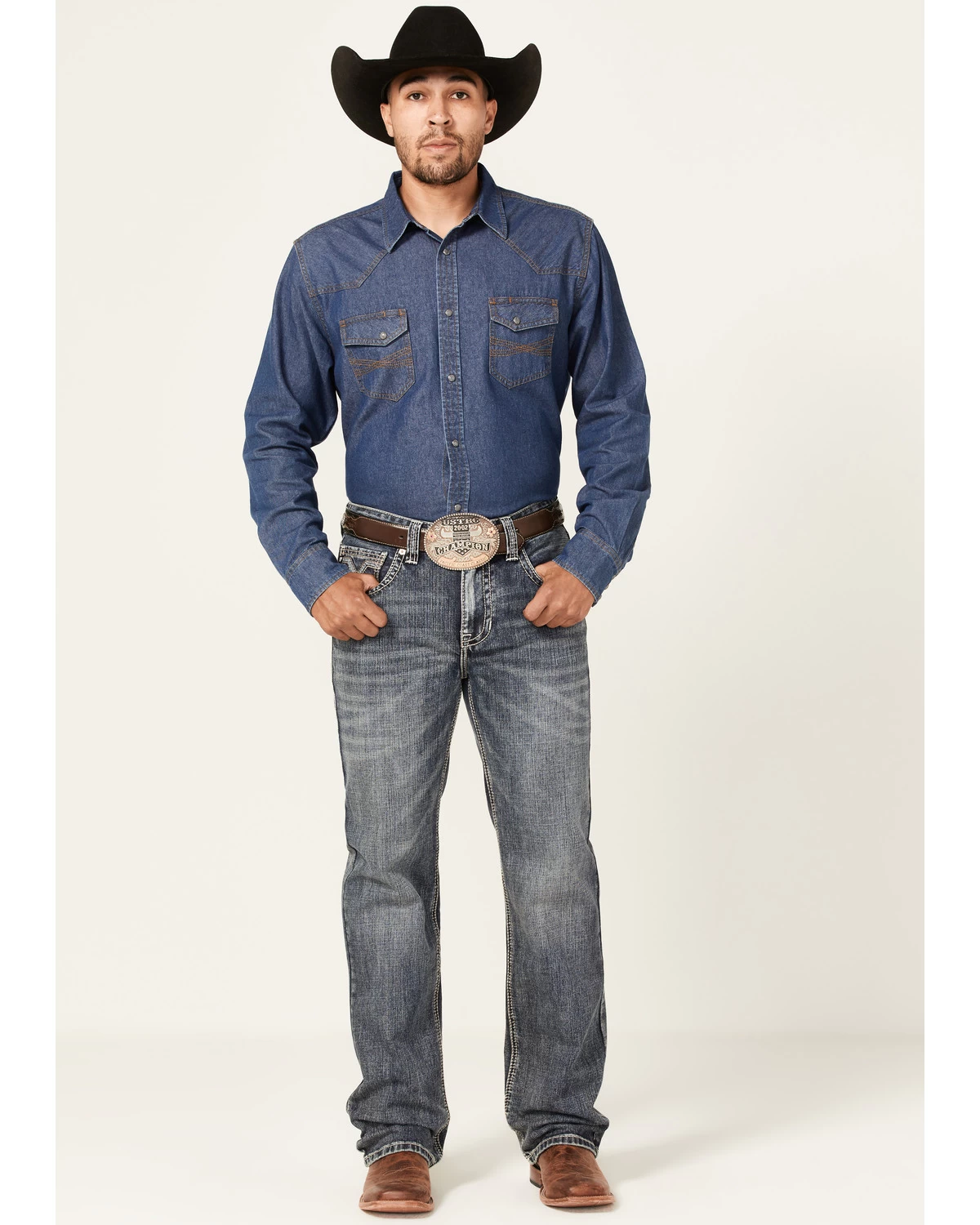 Rock & Roll Denim Men's Double Barrel Medium Wash Two Tone Raise Relaxed Straight Jeans 5 Rock & Roll Denim Men's Double Barrel Medium Wash Two Tone Raise Relaxed Straight Jeans - Image 3