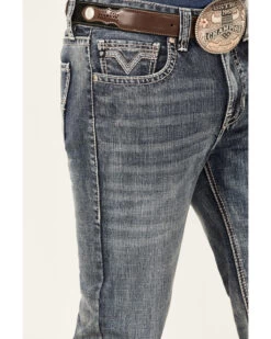 Rock & Roll Denim Men's Double Barrel Medium Wash Two Tone Raise Relaxed Straight Jeans 9 Rock & Roll Denim Men's Double Barrel Medium Wash Two Tone Raise Relaxed Straight Jeans -Western Cowboy World 2000367647 203 P4