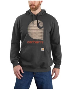 Carhartt Men's Rain Defender® Loose Fit Midweight Logo Graphic Hooded Sweatshirt