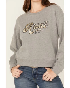 Ariat Women's R.E.A.L Varsity Logo Cropped Sweatshirt -Western Cowboy World 2000371904 070 P3