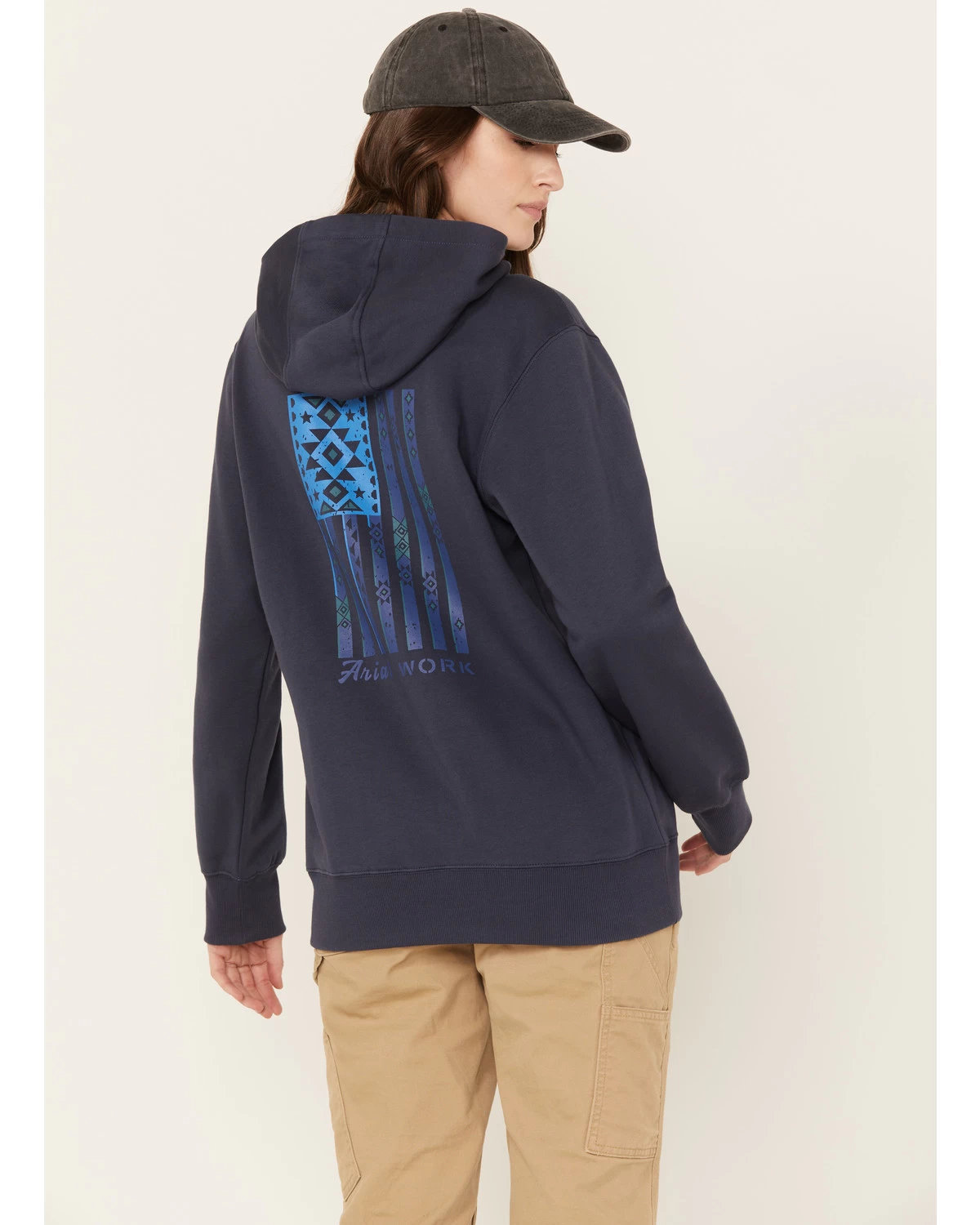 Ariat Women's Rebar Southwestern Flag Graphic Hooded Work Sweatshirt 6 Ariat Women's Rebar Southwestern Flag Graphic Hooded Work Sweatshirt - Image 4