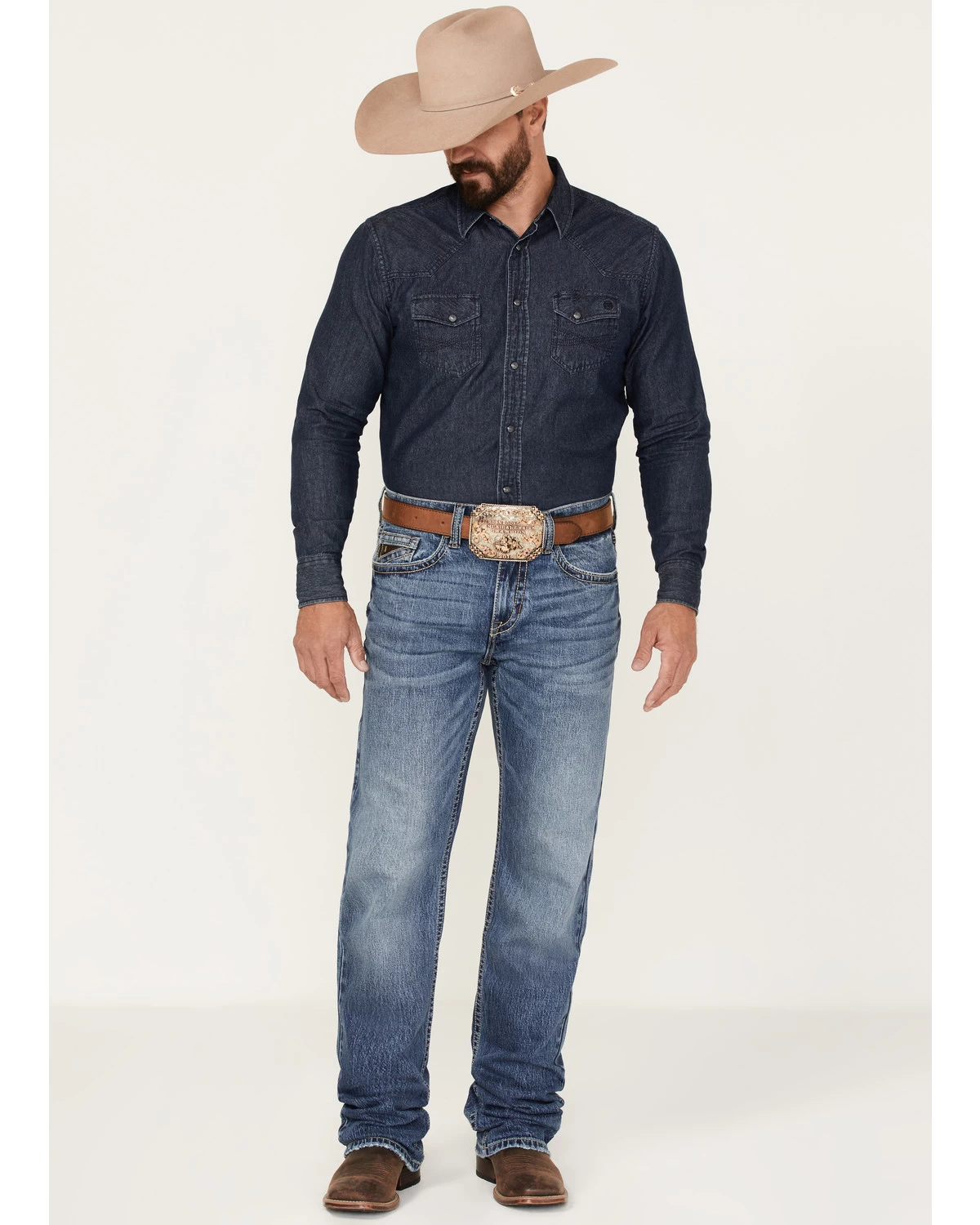 RANK 45 Men's Iron Horse Stackable Straight Dark Wash Heavy Still Stretch Denim Jeans 3 RANK 45 Men's Iron Horse Stackable Straight Dark Wash Heavy Still Stretch Denim Jeans