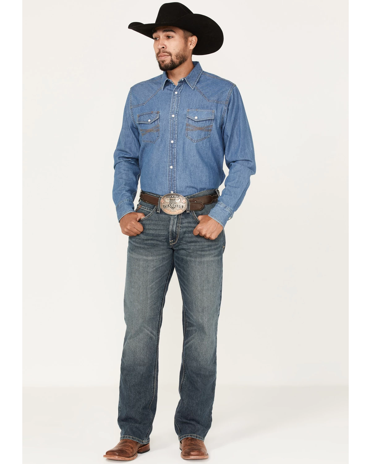 Ariat Men's M5 Louisville Seneca Medium Wash Stretch Straight Leg Jeans - Big 3 Ariat Men's M5 Louisville Seneca Medium Wash Stretch Straight Leg Jeans - Big