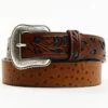 Cody James Brown & Turquoise Faux Ostrich Billet Belt -Western Cowboy World 2000374059 905 P1