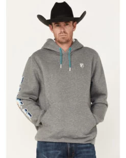 RANK 45 Men's Striped Logo Sleeve Hooded Sweatshirt