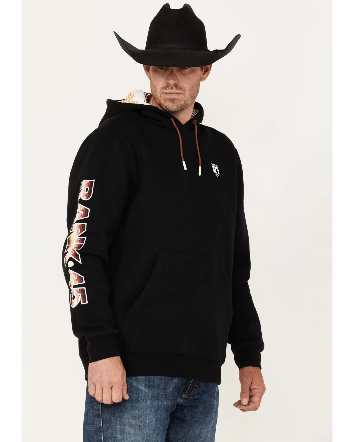 RANK 45 Men's Smoke On Striped Logo Sleeve Hooded Sweatshirt 4 RANK 45 Men's Smoke On Striped Logo Sleeve Hooded Sweatshirt - Image 2