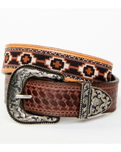 Cody James Men's Basketweave Billet With Southwestern Strap 3PC Buckle Belt