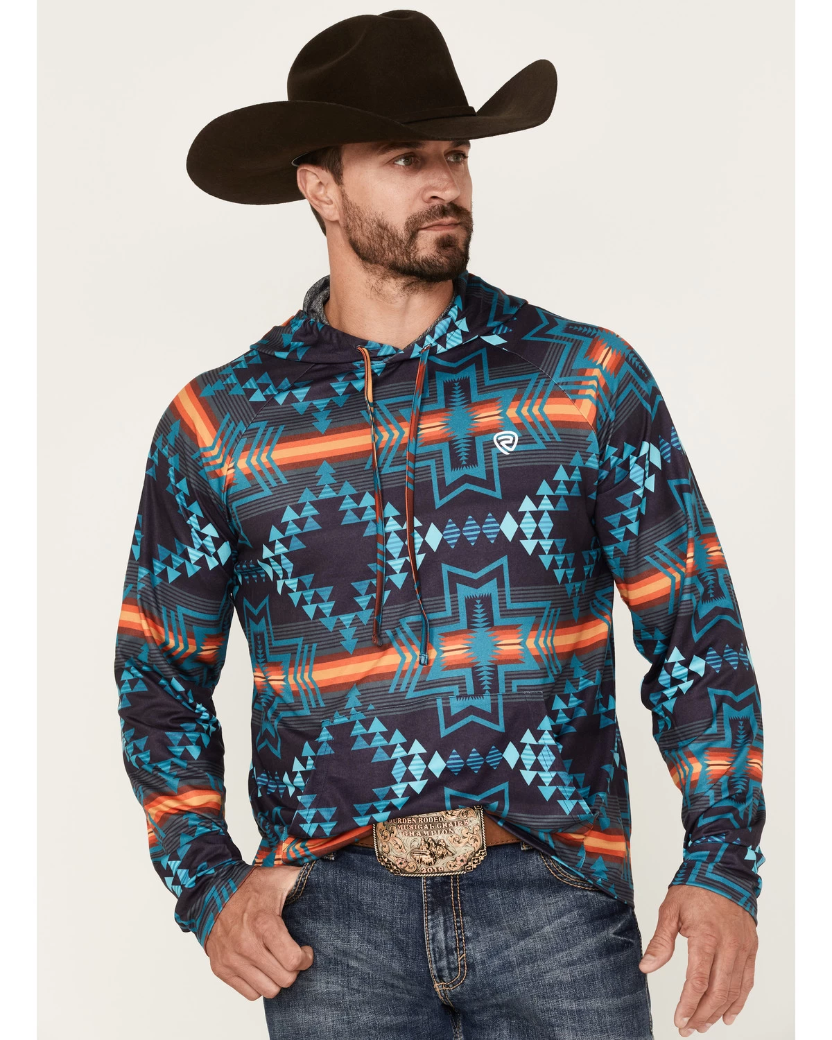 Rock & Roll Denim Men's Southwestern Stripe Print Hooded Sweatshirt 3 Rock & Roll Denim Men's Southwestern Stripe Print Hooded Sweatshirt