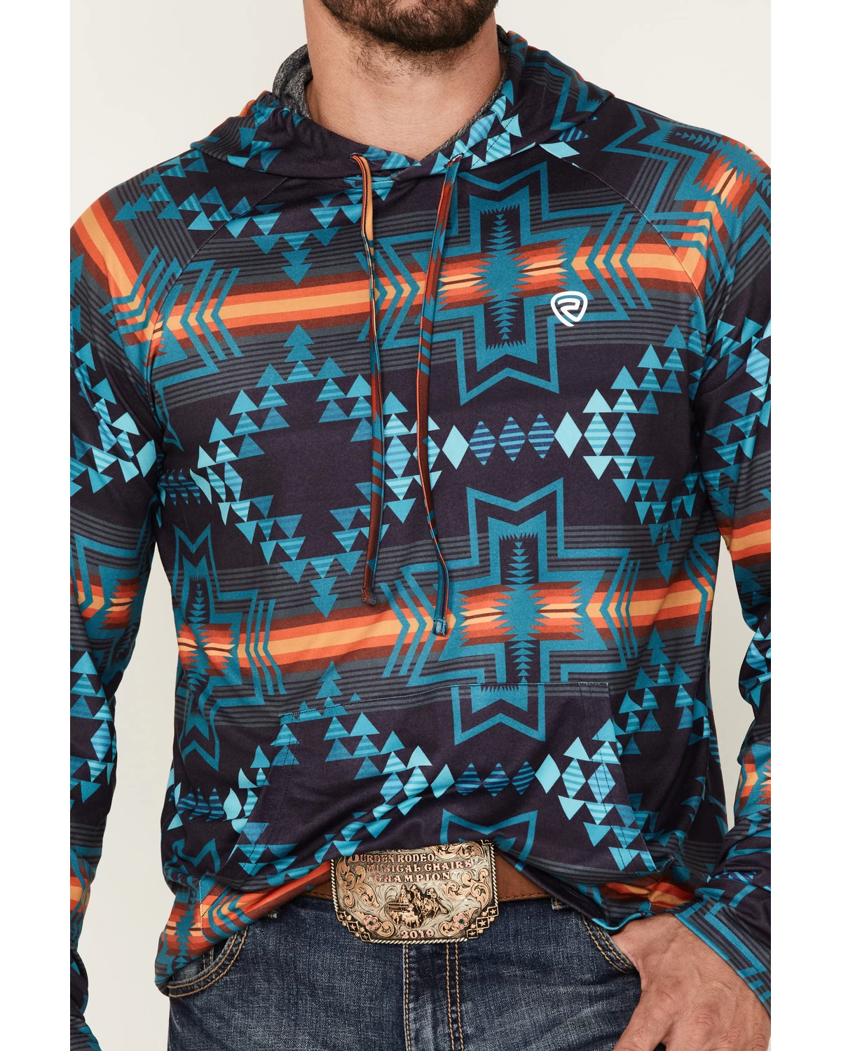 Rock & Roll Denim Men's Southwestern Stripe Print Hooded Sweatshirt 5 Rock & Roll Denim Men's Southwestern Stripe Print Hooded Sweatshirt - Image 3