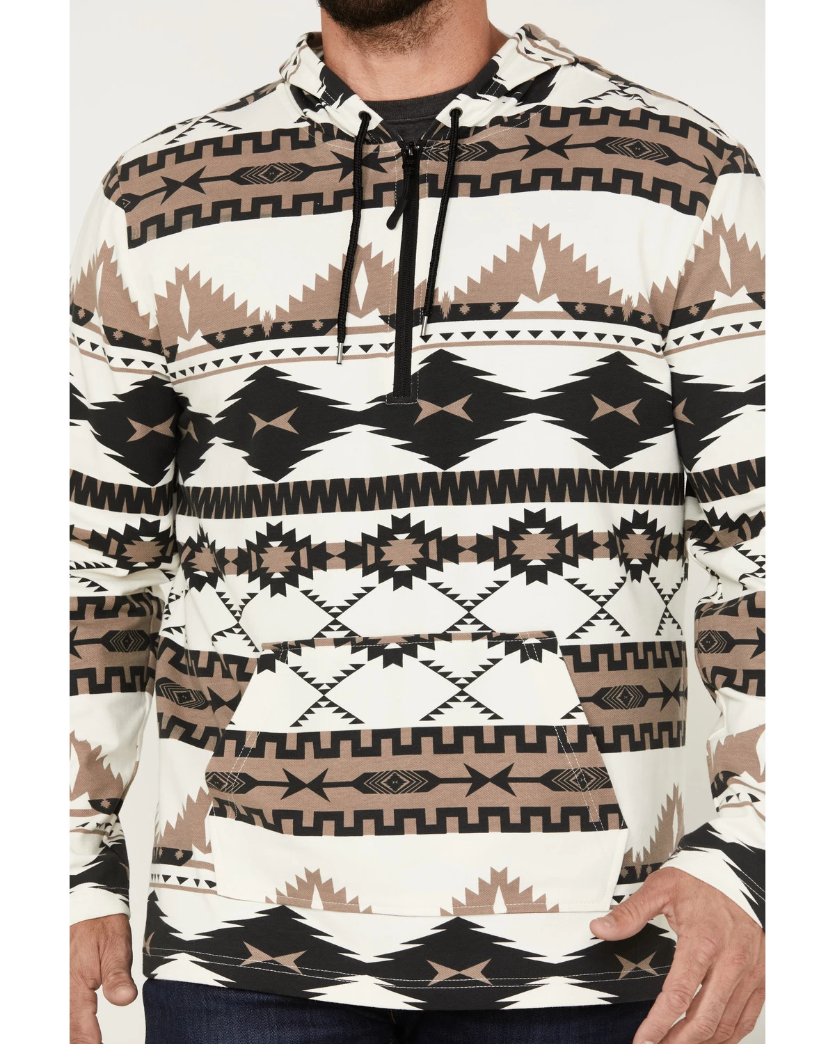 Powder River Outfitters Men's 1/4 Zip Southwestern Print Hooded Sweatshirt 5 Powder River Outfitters Men's 1/4 Zip Southwestern Print Hooded Sweatshirt - Image 3