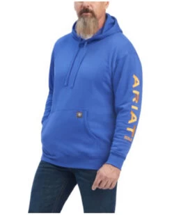 Ariat Men's Rebar Logo Sleeve Graphic Hooded Work Sweatshirt
