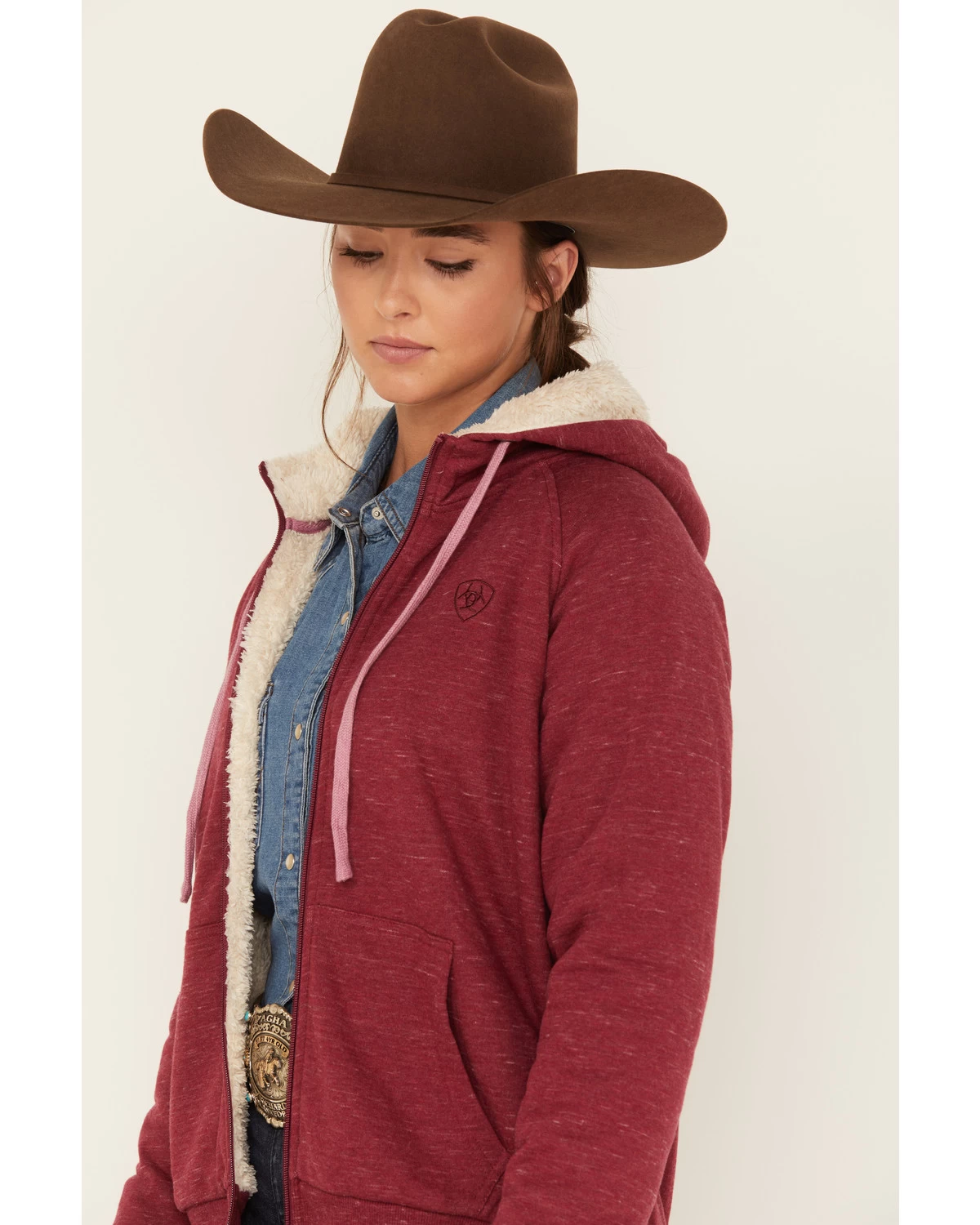 Ariat Women's R.E.A.L Sherpa Full Zip Sweatshirt Hoodie 4 Ariat Women's R.E.A.L Sherpa Full Zip Sweatshirt Hoodie - Image 2