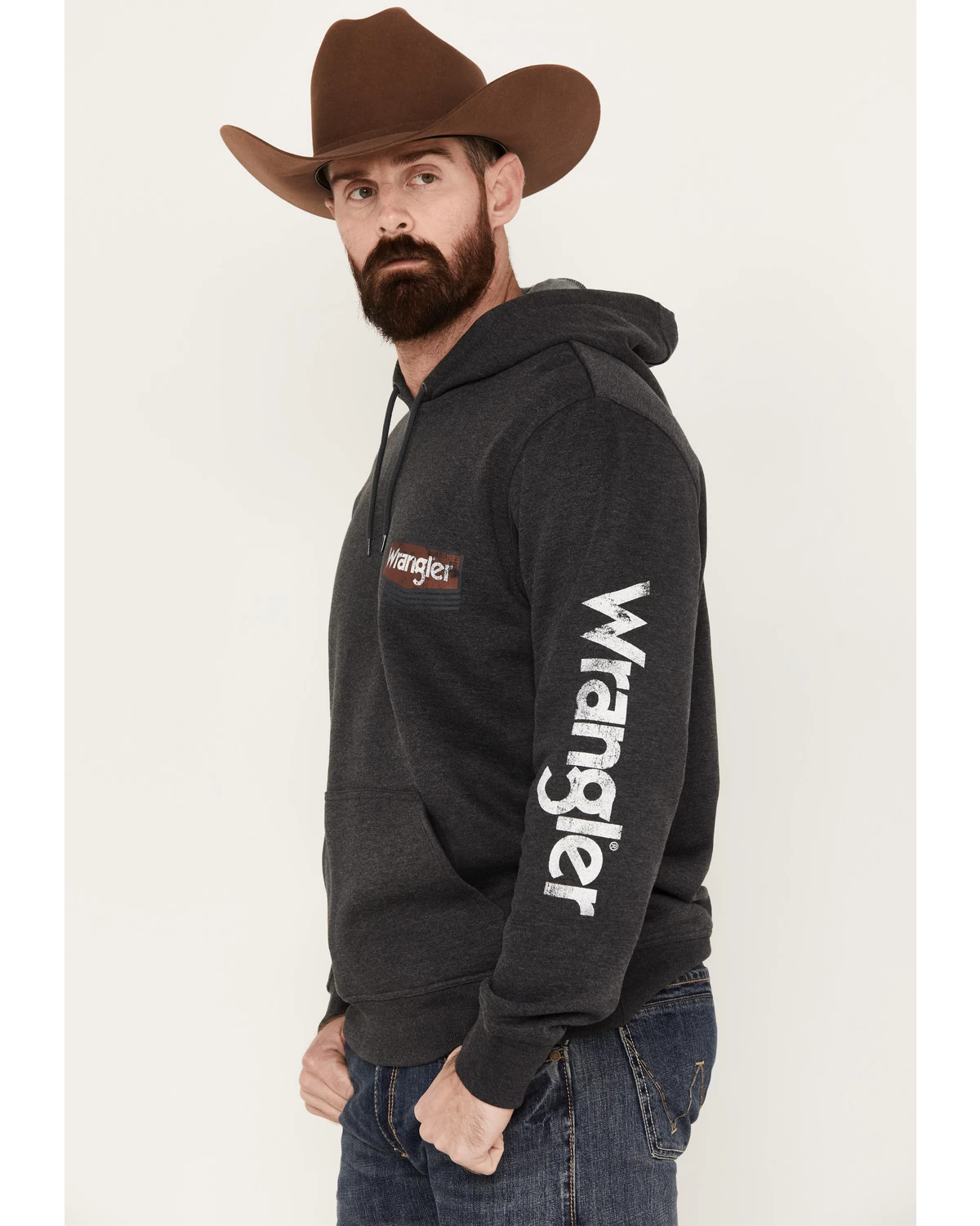 Wrangler Men's Logo Hooded Sweatshirt 4 Wrangler Men's Logo Hooded Sweatshirt - Image 2