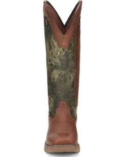 Justin Men's Rush Strike Camo Shaft Leather Pull On Snake Boots - Square Toe -Western Cowboy World 2000378668 340 P4