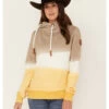 Wanakome Women's Serena Color Block Cowl Neck Hoodie -Western Cowboy World 2000378793 280 P1