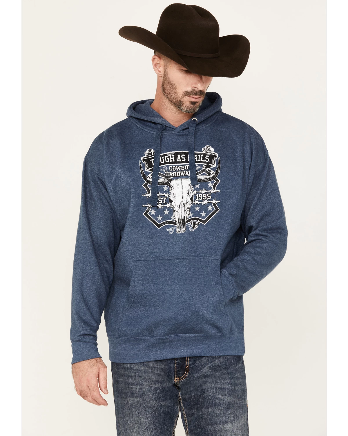 Cowboy Hardware Men's Tough As Nails Skull Graphic Hooded Sweatshirt 3 Cowboy Hardware Men's Tough As Nails Skull Graphic Hooded Sweatshirt