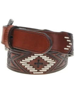 Hooey Men's Choctaw Roughy Tooled And Laced Belt -Western Cowboy World 2000379062 235 P3