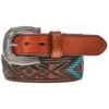 Hooey Men's Brown Southwestern Tooled Leather Belt -Western Cowboy World 2000379068 200 P1
