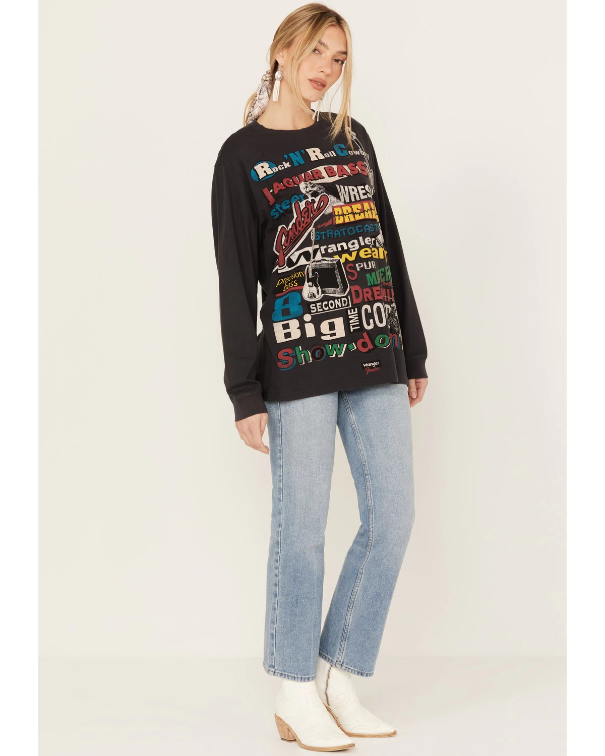 Wrangler X Fender Women's Collage Graphic Sweatshirt 3 Wrangler X Fender Women's Collage Graphic Sweatshirt