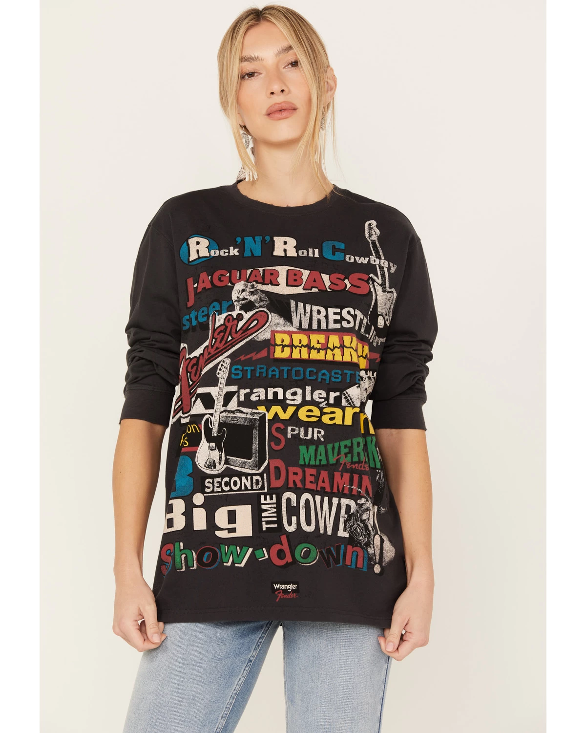 Wrangler X Fender Women's Collage Graphic Sweatshirt 4 Wrangler X Fender Women's Collage Graphic Sweatshirt - Image 2