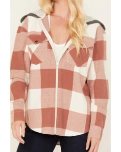 Cleo + Wolf Women's Buffalor Plaid Print Hooded Flannel Shirt 8 Cleo + Wolf Women's Buffalor Plaid Print Hooded Flannel Shirt -Western Cowboy World 2000380772 200 P3