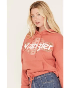 Wrangler Retro Women's Southwestern Print Logo Cropped Long Sleeve Hoodie -Western Cowboy World 2000382594 600 P2