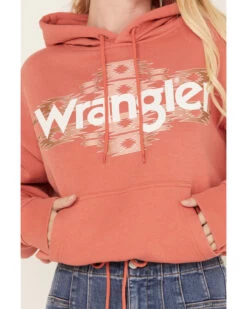 Wrangler Retro Women's Southwestern Print Logo Cropped Long Sleeve Hoodie -Western Cowboy World 2000382594 600 P3
